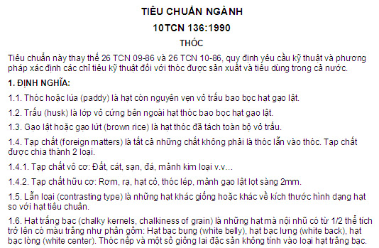 10TCN 136-1990 - Thóc