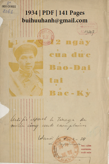 12 Ngày Của Đức Bảo Đại Tại Bắc Kỳ (NXB Mai Lĩnh 1934) - Nhiều Tác Giả, 141 Trang