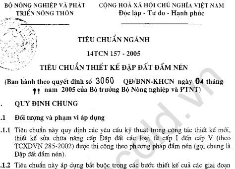 14TCN 157-2005 - Tiêu Chuẩn Thiết Kế Đập Đất Đầm Nén