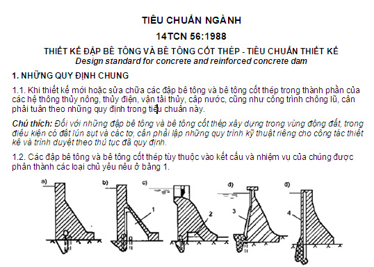 14TCN 56-1988 - Thiết Kế Đập Bê Tông Và Bê Tông Cốt Thép - Tiêu Chuẩn Thiết Kế