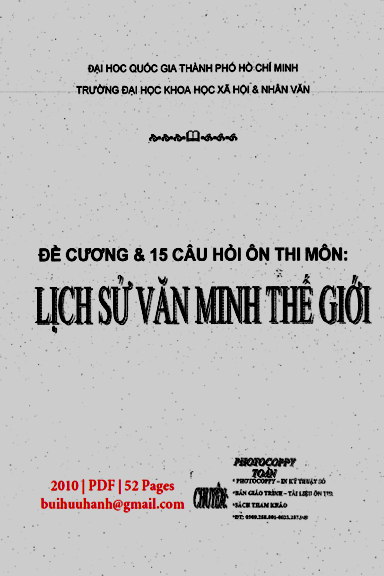 15 Câu Hỏi Ôn Thi Môn Lịch Sử Văn Minh Thế Giới (NXB Đại Học Quốc Gia 2010) - Nhiều Tác Giả 52 Trang