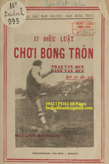 17 Điều Luật Chơi Bóng Tròn (NXB Mai Lĩnh 1942) - Trần Văn Quý, 68 Trang