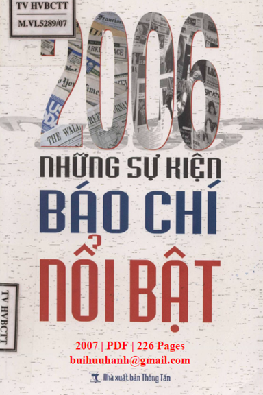 2006-Những Sự Kiện Báo Chí Nổi Bật (NXB Thông Tấn 2007) - Nhiều Tác Giả, 226 Trang