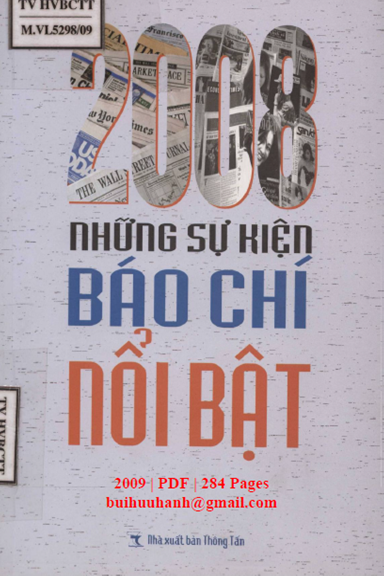 2008-Những Sự Kiện Báo Chí Nổi Bật (NXB Thông Tấn 2009) - Nhiều Tác Giả, 284 Trang
