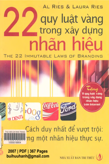 22 Quy Luật Vàng Trong Xây Dựng Nhãn Hiệu (NXB Tri Thức 2007) - Al Ries, 367 Trang