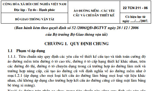 22TCN 211-06 - Áo Đường Mềm - Các Yêu Cầu Và Chỉ Dẫn Thiết Kế