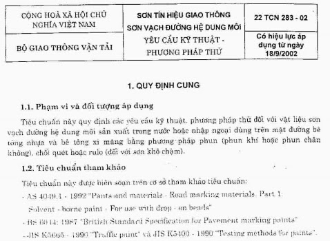 22TCN 283-02 - Sơn Tín Hiệu Giao Thông Sơn Vạch Đường Hệ Dung Môi