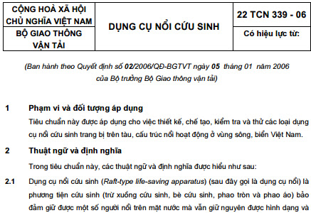 22TCN 339-06 - Dụng Cụ Nổi Cứu Sinh