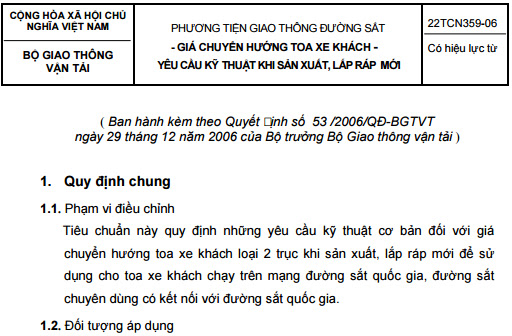 22TCN 359-06 - Phương Tiện Giao Thông Đường Sắt - Giá Chuyển Hướng Toa Xe Khách