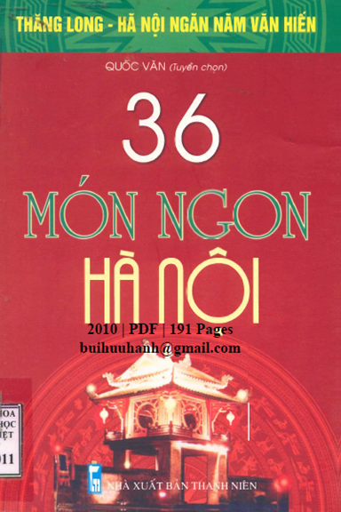 36 Món Ngon Hà Nội (NXB Thanh Niên 2010) - Quốc Văn, 191 Trang