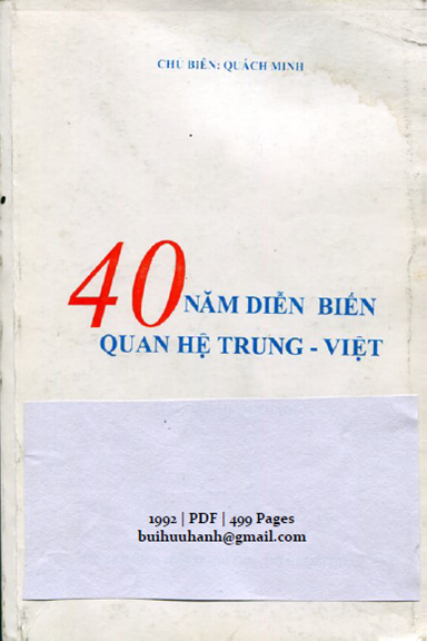 40 Năm Diễn Biến Quan Hệ Trung-Việt (NXB Nam Ninh 1992) - Quách Minh, 499 Trang