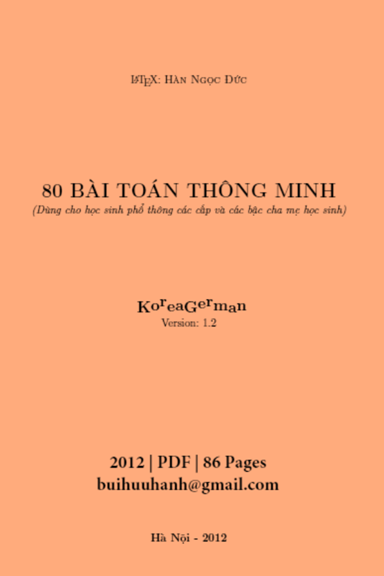 80 Bài Toán Thông Minh (NXB Hà Nội 2012) - Hàn Ngọc Đức, 86 Trang