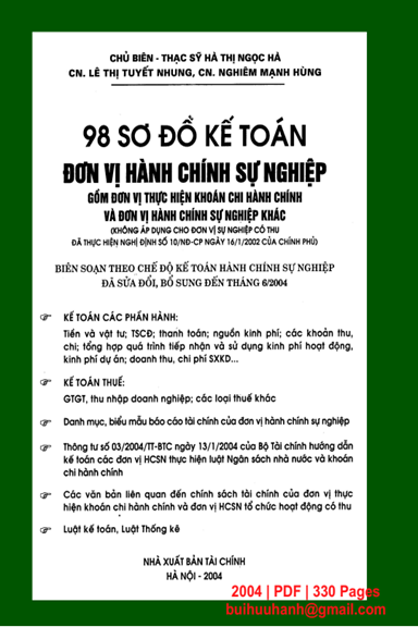 98 Sơ Đồ Kế Toán Đơn Vị Hành Chính Sự Nghiệp (NXB Tài Chính 2004) - Hà Thị Ngọc Hà, 330 Trang