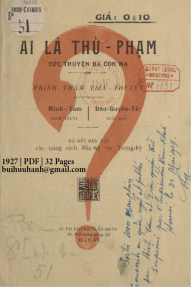 Ai Là Thủ Phạm (NXB Kim Khuê 1927) - Minh Tâm, 32 Trang