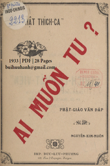 Ai Muốn Tu (NXB Đức Lưu Phương 1933) - Nguyễn Kim Muôn, 28 Trang