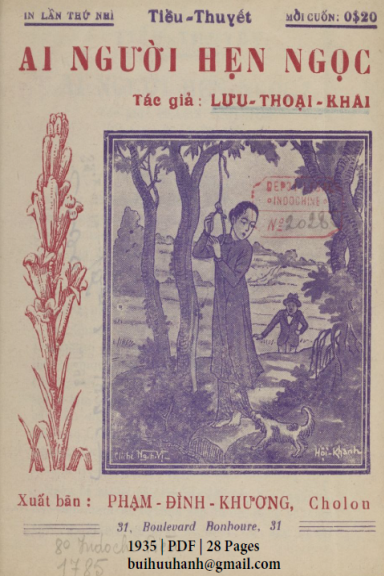 Ai Người Hẹn Ngọc (NXB Bảo Tồn 1935) - Lưu Thoại Khải, 28 Trang