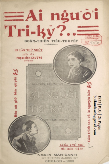 Ai Người Tri Kỷ Cuốn 2 (NXB Man Sanh 1933) - Trần Hoàng Nam, 24 Trang