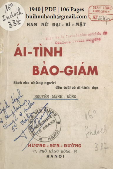 Ái Tình Bảo Giám (NXB Hương Sơn 1940) - Nguyễn Mạnh Bổng, 106 Trang