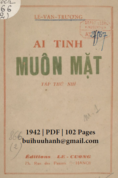Ái Tình Muôn Mặt Tập 2 (NXB Lê Cường 1942) - Lê Văn Trương, 102 Trang