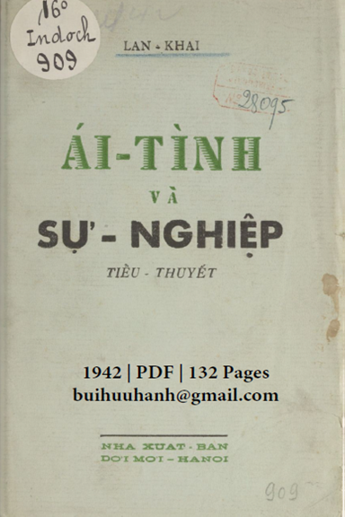 Ái Tình Và Sự Nghiệp (NXB Đời Mới 1942) - Lan Khai, 132 Trang