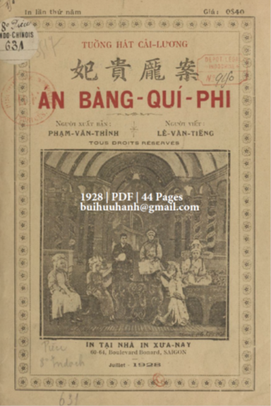Án Bàng Quí Phi (NXB Xưa Nay 1928) - Lê Văn Tiếng, 44 Trang