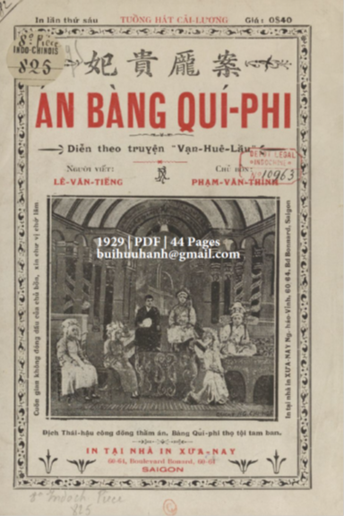 Án Bàng Quí Phi (NXB Xưa Nay 1929) - Lê Văn Tiếng, 44 Trang