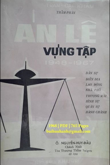 Án Lệ Vựng Tập 1948-1967 (NXB Khai Trí 1968) - Trần Đại Khâm, 765 Trang