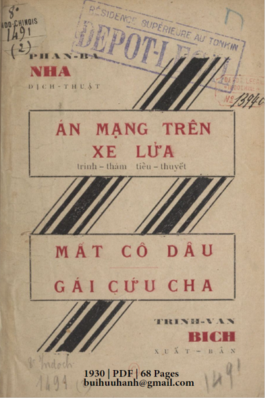 Án Mạng Trên Xe Lửa Quyển 2 (NXB Trịnh Văn Bích 1930) - Phan Bá Nhạ, 68 Trang