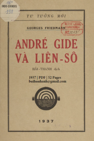 André Gide Và Liên Sô (NXB Trung Bắc Tân Văn 1937) - Georges Friedmann, 52 Trang