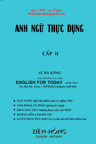 Anh Ngữ Thực Dụng Cấp 2 (NXB Ziên Hồng 1970) - Lê Bá Kông, 192 Trang