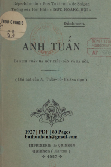 Anh Tuấn (NXB Qui Nhơn 1927) - Đảnh Sơn, 80 Trang
