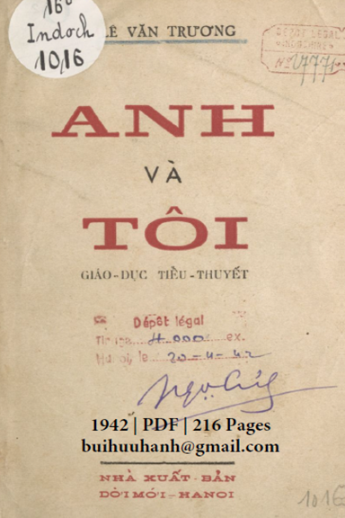 Anh Và Tôi (NXB Đời Mới 1942) - Lê Văn Trương, 216 Trang
