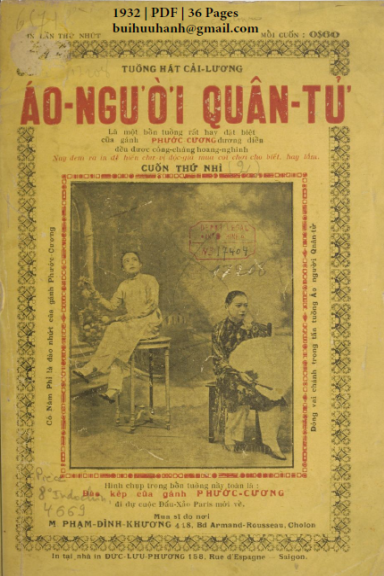 Áo Người Quân Tử Cuốn 2 (NXB Đức Lưu Phương 1932) - Phạm Đình Khương, 36 Trang