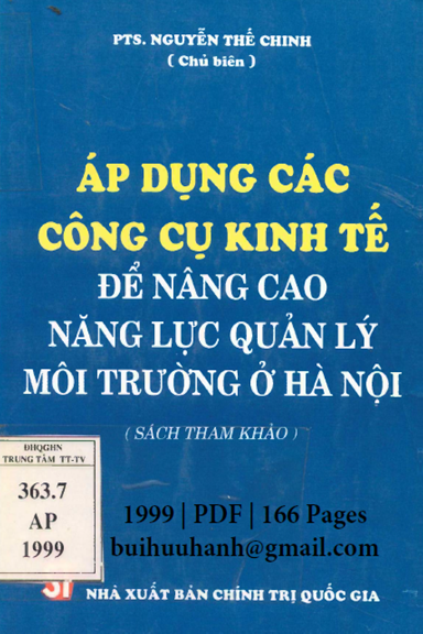 Áp Dụng Các Công Cụ Kinh Tế Để Nâng Cao Năng Lực Quản Lý Môi Trường Ở Hà Nội