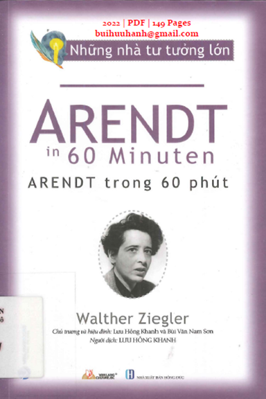 Arendt Trong 60 Phút (NXB Hồng Đức 2022) - Walther Ziegler, 149 Trang