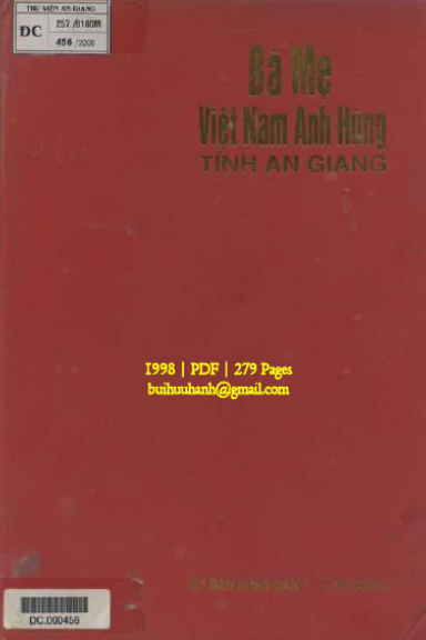 Bà Mẹ Việt Nam Anh Hùng Tỉnh An Giang (NXB An Giang 1998) - Nguyễn Thành Long, 279 Trang