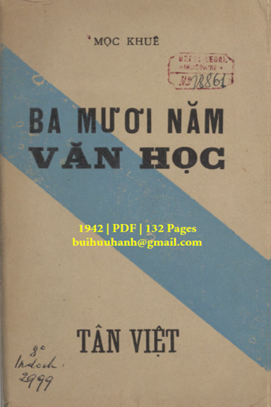 Ba Mươi Năm Văn Học (NXB Tân Việt 1942) - Mọc Khuê, 132 Trang