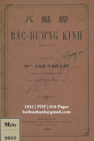 Bác Dương Kinh (NXB Nguyễn Văn Của 1922) - Cao Văn Lõi, 18 Trang