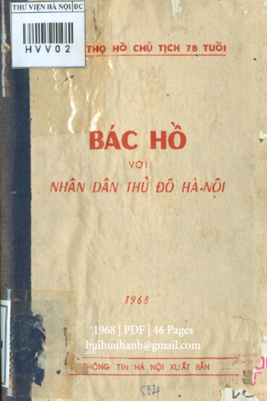 Bác Hồ Với Nhân Dân Thủ Đô (NXB Hà Nội 1968) - Nhiều Tác Giả, 46 Trang