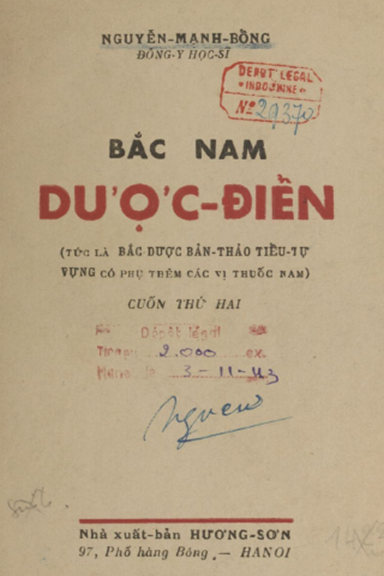 Bắc Nam Dược Điển Cuốn 2 (NXB Hương Sơn 1942) - Nguyễn Mạnh Bổng, 278 Trang