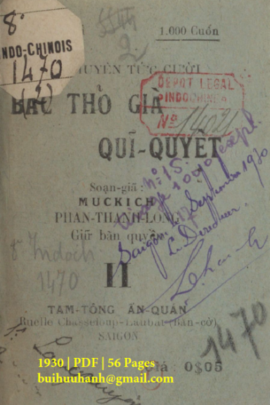 Bác Thỏ Già Quỉ Quyệt Quyển 2 (NXB Tam Tông 1930) - Phan Thành Long, 56 Trang