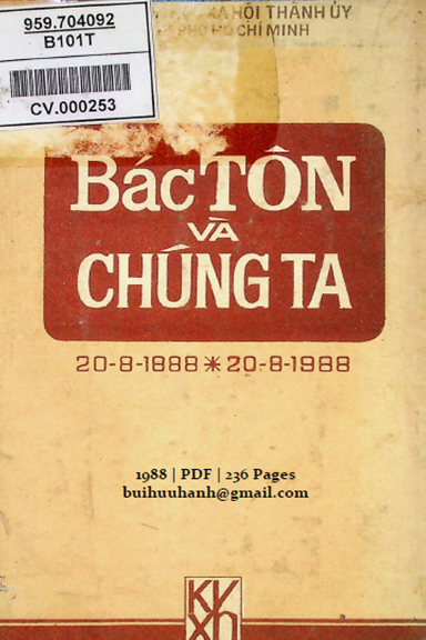Bác Tôn Và Chúng Ta (NXB Khoa Học Xã Hội 1988) - Phạm Văn Đồng, 236 Trang