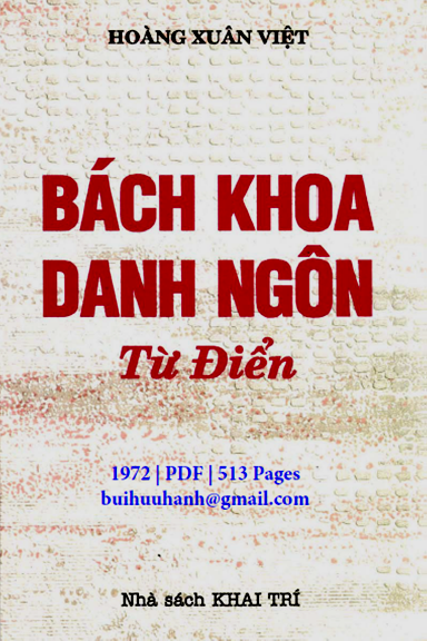 Bách Khoa Danh Ngôn Từ Điển (NXB Khai Trí 1972) - Hoàng Xuân Việt, 513 Trang