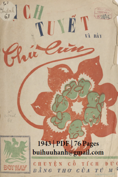 Bạch Tuyết Và Bảy Chú Lùn (NXB Đời Nay 1943) - Tú Mỡ, 76 Trang