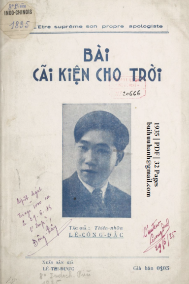 Bài Cãi Kiện Cho Trời (NXB Đông Tây 1935) - Lê Công Đắc, 32 Trang