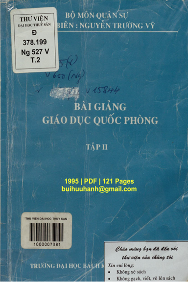 Bài Giảng Giáo Dục Quốc Phòng Tập 2 (NXB Đại Học Bách Khoa 1995) - Nguyễn Trường Vỹ, 121 Trang