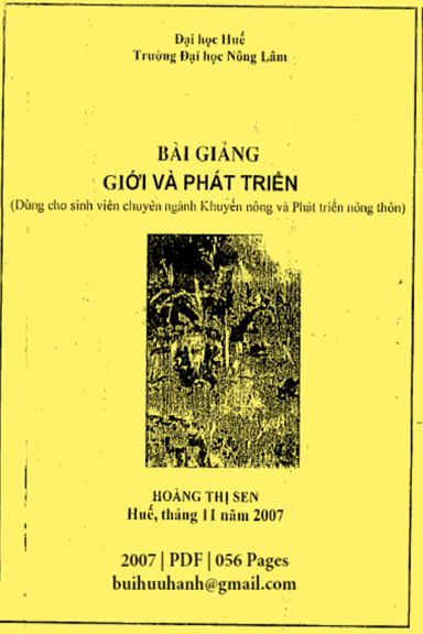 Bài Giảng Giới Và Phát Triển (NXB Đại Học Huế 2007) - Hoàng Thị Sen, 56 Trang