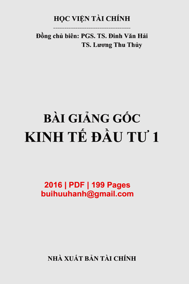 Bài Giảng Gốc Kinh Tế Đầu Tư 1 (NXB Tài Chính 2016) - Đinh Văn Hải, 199 Trang