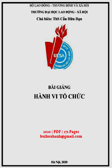 Bài Giảng Hành Vi Tổ Chức (NXB Hà Nội 2020) - Cấn Hữu Dạn, 271 Trang
