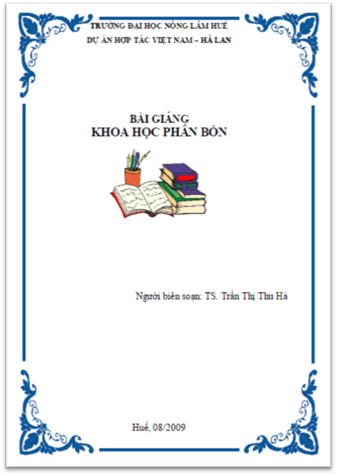 Bài Giảng Khoa Học Phân Bón (NXB Huế 2009) - Trần Thị Thu Hà, 108 Trang